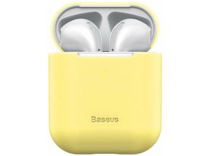 4251678444214 - AirPods 360 Grad Vollschutz Silikon Schutztasche Hülle Case kompatibel mit Kopfhörer Ultradünn 2gen   1gen Gelb