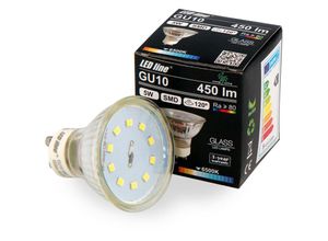 4251678448526 - GU10 5W led Leuchtmittel Kaltweiß 6500K 450 Lumen Spot Strahler Einbauleuchte Energiesparlampe Glühlampe - Led Line