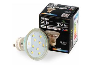 4251678448564 - LED Line GU10 3W LED Leuchtmittel Neutralweiß 4000K 273 Lumen Spot Strahler Einbauleuchte Energiesparlampe Glühlampe