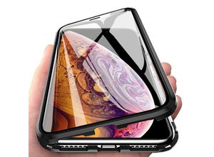 4251678448717 - 360° Magnet Full Slim Metall Case Schutz Tasche Handyhülle Handyschale mit Panzerglas Vorderseite und Rückseite Schwarz kompatibel mit iPhone 11 Pro