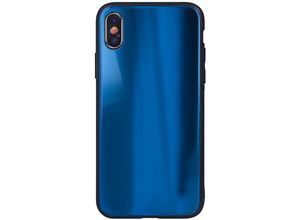 4251678463826 - cofi1453® Aurora Glas Etui Silikon Hülle kompatibel mit Huawei P30 Lite Hart Case TPU Handy Cover Schutz in Dunkel-Blau - Transparent