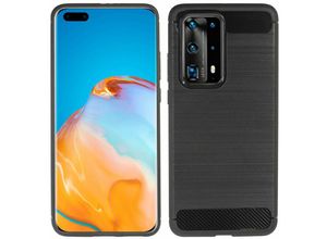 4251678469491 - cofi1453® Silikon Hülle Bumper Carbon kompatibel mit HUAWEI P40 PRO Case TPU Soft Handyhülle Cover Schutzhülle Schwarz - Schwarz