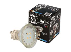 4251678469514 - Led Line - 1x GU10 1W led Leuchtmittel 120° smd 2700K Warmweiß 80 Lumen Spot Strahler Glass Einbauleuchte Energiesparlampe Glühlampe