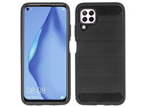 4251678469835 - cofi1453® Silikon Hülle Bumper Carbon kompatibel mit HUAWEI P40 LITE Case TPU Soft Handyhülle Cover Schutzhülle Schwarz - Schwarz