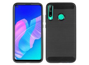 4251678469842 - cofi1453® Silikon Hülle Bumper Carbon kompatibel mit HUAWEI P40 LITE E Case TPU Soft Handyhülle Cover Schutzhülle Schwarz - Schwarz