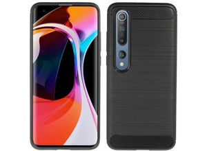 4251678469934 - cofi1453® Silikon Hülle Bumper Carbon kompatibel mit XIAOMI MI 10 PRO Case TPU Soft Handyhülle Cover Schutzhülle Schwarz - Schwarz