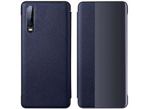 4251678470831 - Flip Cover Sleep Case Smart View Cover Case Tasche Schutzhülle Buchtasche Zubehör Aufklappbare Hülle kompatibel mit Huawei Mate 20 Lite Blau