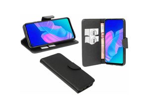 4251678471289 - cofi1453® Buch Tasche Fancy kompatibel mit HUAWEI P40 LITE E Handy Hülle Etui Brieftasche Schutzhülle mit Standfunktion Kartenfach Schwarz - Schwarz