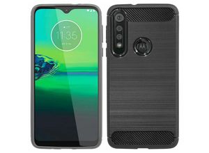 4251678473870 - cofi1453 Silikon Hülle Carbon kompatibel mit MOTOROLA MOTO G8 PLAY TPU Case Soft Handyhülle Cover Schutzhülle Schwarz - Schwarz