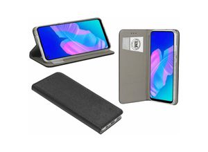 4251678473887 - cofi1453® Buch Tasche Smart kompatibel mit HUAWEI P40 LITE E Handy Hülle Etui Brieftasche Schutzhülle mit Standfunktion Kartenfach Schwarz