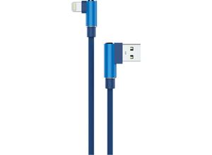 4251678474471 - 2A iOS Ladekabel 90 Grad Winkelstecker 3 Meter Datenkabel Datentransfer Kabel Ladegerät in Blau - Sunix