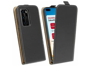 4251678474822 - Markenlos - cofi1453® Flip Case kompatibel mit huawei P40 Handy Tasche vertikal aufklappbar Schutzhülle Klapp Hülle Schwarz - Schwarz