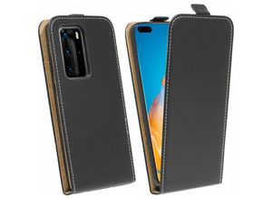 4251678474839 - Markenlos - cofi1453® Flip Case kompatibel mit huawei P40 pro Handy Tasche vertikal aufklappbar Schutzhülle Klapp Hülle Schwarz - Schwarz