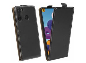 4251678476680 - cofi1453® Flip Case kompatibel mit Samsung Galaxy A21 (A215F) Handy Tasche vertikal aufklappbar Schutzhülle Klapp Hülle Schwarz - Schwarz