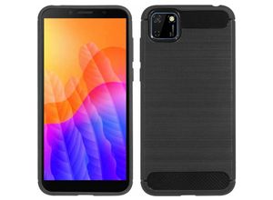 4251678477885 - cofi1453® Silikon Hülle Bumper Carbon kompatibel mit Huawei Y5P Case TPU Soft Handyhülle Cover Schutzhülle Schwarz - Schwarz