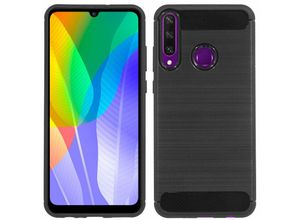 4251678477908 - cofi1453® Silikon Hülle Bumper Carbon kompatibel mit Huawei Y6P Case TPU Soft Handyhülle Cover Schutzhülle Schwarz - Schwarz