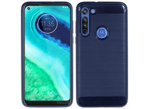 4251678478059 - cofi1453 Silikon Hülle Carbon kompatibel mit MOTOROLA MOTO G8 POWER TPU Case Soft Handyhülle Cover Schutzhülle Blau - Schwarz