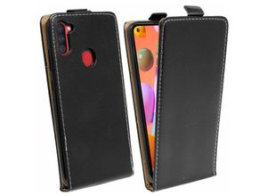 4251678478233 - cofi1453® Flip Case kompatibel mit Samsung Galaxy A11 (A115F) Handy Tasche vertikal aufklappbar Schutzhülle Klapp Hülle Schwarz - Schwarz