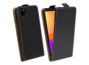 4251678488638 - cofi1453® Flip Case kompatibel mit HUAWEI Y5P Handy Tasche vertikal aufklappbar Schutzhülle Klapp Hülle Schwarz - Schwarz