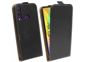 4251678488645 - cofi1453® Flip Case kompatibel mit HUAWEI Y6P Handy Tasche vertikal aufklappbar Schutzhülle Klapp Hülle Schwarz - Schwarz