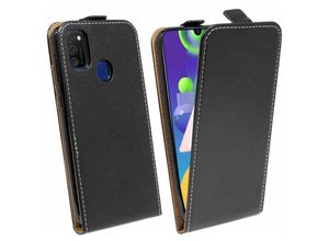 4251678488652 - cofi1453® Flip Case kompatibel mit Samsung Galaxy M21 (M215F) Handy Tasche vertikal aufklappbar Schutzhülle Klapp Hülle Schwarz - Schwarz