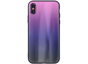 4251678489406 - cofi1453® Aurora Glas Etui Silikon Hülle kompatibel mit Huawei P40 Pro Hart Case TPU Handy Cover Schutz in Pink-Schwarz - Transparent