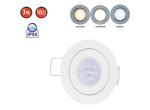 4251678491089 - LED Line IP44 Einbaustrahler Set GU4 MR11 Leuchte Spot Einbaurahmen Wasserdicht Lampe Rund Weiß aus Aluminium mit GU53 Fassung 3W Leuchtmittel