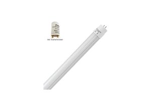 4251678491966 - 1x 9W LED Röhre G13 T8 60cm Leuchtstoffröhre Tube Neutralweiß 4200K 900 Lumen 270° Abstrahlwinkel inkl Starter milchweiße Abdeckung [Energieklasse