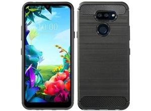 4251678495773 - cofi1453® Silikon Hülle Bumper Carbon kompatibel mit LG K40S Case TPU Soft Handyhülle Cover Schutzhülle Schwarz - Schwarz