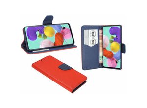 4251678496428 - cofi1453® Buch Tasche Fancy kompatibel mit SAMSUNG GALAXY A51 (A515F) Handy Hülle Etui Brieftasche Schutzhülle mit Standfunktion Kartenfach Rot-Blau