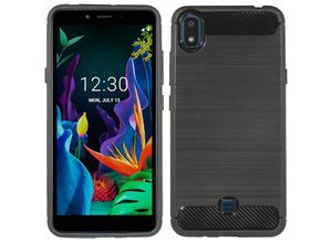 4251678499504 - Silikon Hülle Bumper Carbon kompatibel mit LG K20 (2019) Case TPU Soft Handyhülle Cover Schutzhülle Schwarz - Schwarz