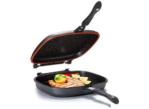 4251678500316 - Cheffinger - Doppelpfanne 36 cm Aluguss Wendepfanne Pfanne Grillpfanne antihaft Doppelseitige Pfanne Bratpfanne Steakpfanne Spiegelei