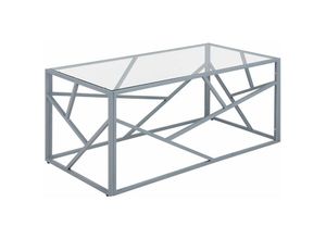 4251682200578 - Beliani - Couchtisch Silber Transparent 50 x 100 cm Glastischplatte Metallgestell Glänzend Zusätzlichen Streben Luxuriös Rechteckig Modern - Silber