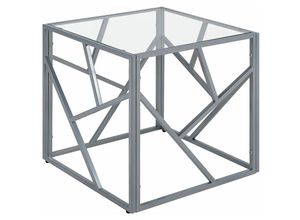 4251682200585 - Beliani - Beistelltisch Silber Transparent 50 x 50 cm Zahlreichen Streben des Gestells Quadratisch Industriedesign Modern