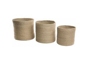 4251682200882 - Beliani - Textilkorb Beige 3er Set 25   31   33 cm aus Jute Zylindrische Form Modern