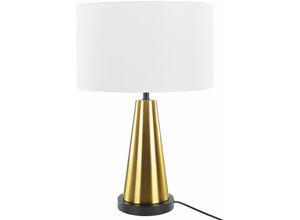 4251682201223 - Beliani - Tischlampe Gold Metall 60 cm Vasenform Stoffschirm Beige Kabel mit Schalter Modern Glamourös - Gold