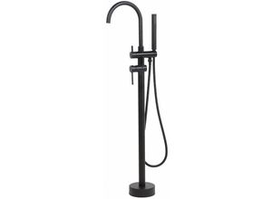 4251682201599 - Beliani - Badewannenarmatur Freistehend Schwarz Chrom Messing Zink Matt Modern - Schwarz