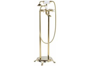 4251682201629 - Beliani - Badewannenarmatur Freistehend Gold Messing Stahl Kunststoff Modern