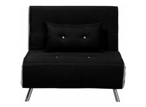 4251682202039 - Sofa Schwarz Stoffbezug mit Schlaffunktion 1 Dekokissen Silberne Edelstahlbeine Schlafsofa Gästebett Modern Wohnzimmer Ausstattung Möbel - Schwarz