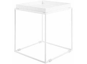 4251682206174 - Beliani - Beistelltisch Weiß 40 x 40 cm Metall Pulverbeschichtet Quadratisch Minimalistisch Modern