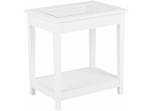 4251682206211 - Beliani - Beistelltisch Weiß Glas mdf Platte 40 x 57 cm Nachttisch Rechteckig Minimalistisch Sandinavisch