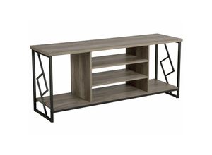 4251682206556 - Beliani - tv Möbel Dunkler Holzfarbton Spanplatte Metall 60 x 140 x 40 cm Modern Holzoptik Elegant Praktisch Viel Stauraum Multifunktional Wohnzimmer