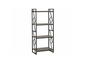 4251682206587 - Beliani - Regal Dunkler Holzfarbton Schwarz Spanplatte Metall 143 x 64 x 40 cm Industriell Trendy Praktisch 4 Fächer Viel Stauraum Wohnzimmer