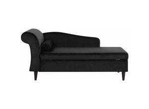 4251682206747 - Beliani - Chaiselongue Linksseitig Schwarz Samtstoff Holzfüße Glamourös Retro Mit Zierkissen 4251682206747 - Beliani - Chaiselongue Linksseitig Schwarz Samtstoff Holzfüße Glamourös Retro Mit Zierkissen