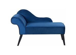 4251682207973 - Beliani - Moderne bequeme Chaislongue in Kobaltblau linksseitig Samtstoff Biarritz - Blau