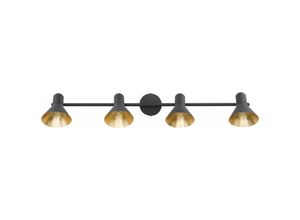 4251682208604 - Beliani - Wandleuchte Schwarz und Gold Metall lang 4-flammig verstallbar Trichterform Industrie Look Moderne Deckenleuchte - Gold