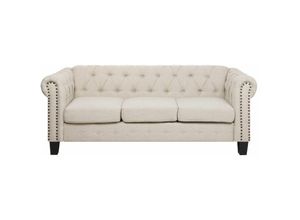 4251682208628 - Beliani - Sofa Beige Polsterbezug 3-Sitzer Chesterfield Stil Klassisch Wohnzimmer