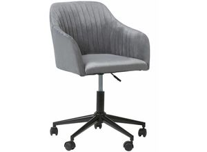 4251682209632 - Beliani - Arbeitshocker Grau aus Samtstoff Bürostuhl mit Rollen Elegant Modern