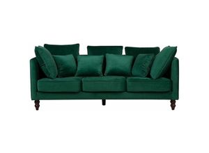 4251682209762 - Beliani - Sofa Grün Samtstoff 3-Sitzer Elegant Skandinavisch Zierkissen Wohnzimmer