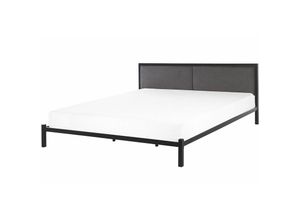 4251682209854 - Beliani - Metallbett Schwarz 180 x 200 cm Graues Kopfteil Stabiler Lattenrost Modern